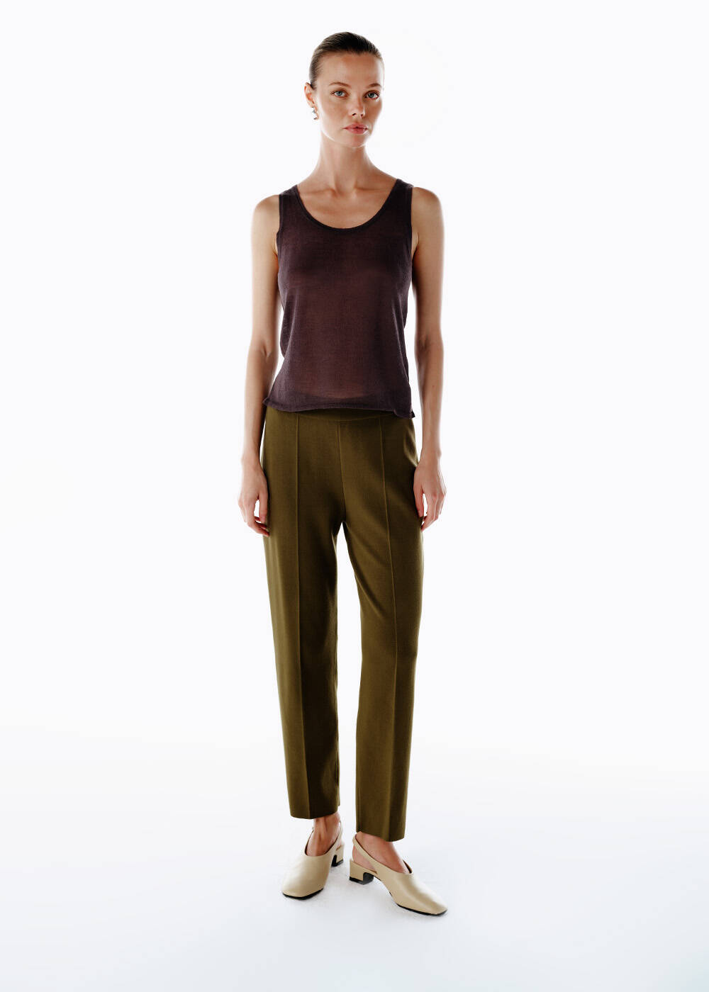 ULTRAFINE MERINO WOOL BLEND KNIT TOP CHERRY - 2