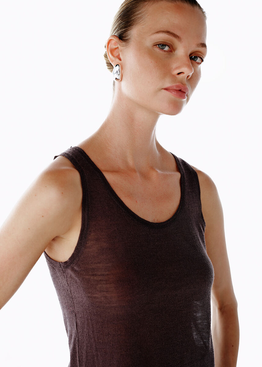 ULTRAFINE MERINO WOOL BLEND KNIT TOP CHERRY - KNITSS