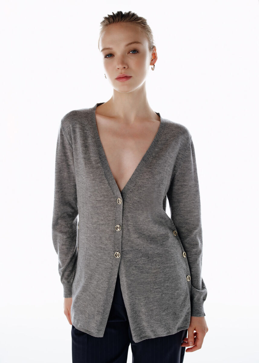ULTRAFINE MID GREY ORGANIC CASHMERE KNIT CARDIGAN - KNITSS