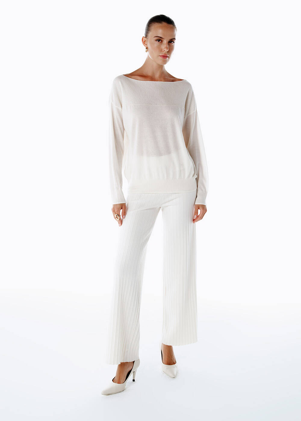 ULTRAFINE ORGANIC CASHMERE SWEATER ECRU - 2