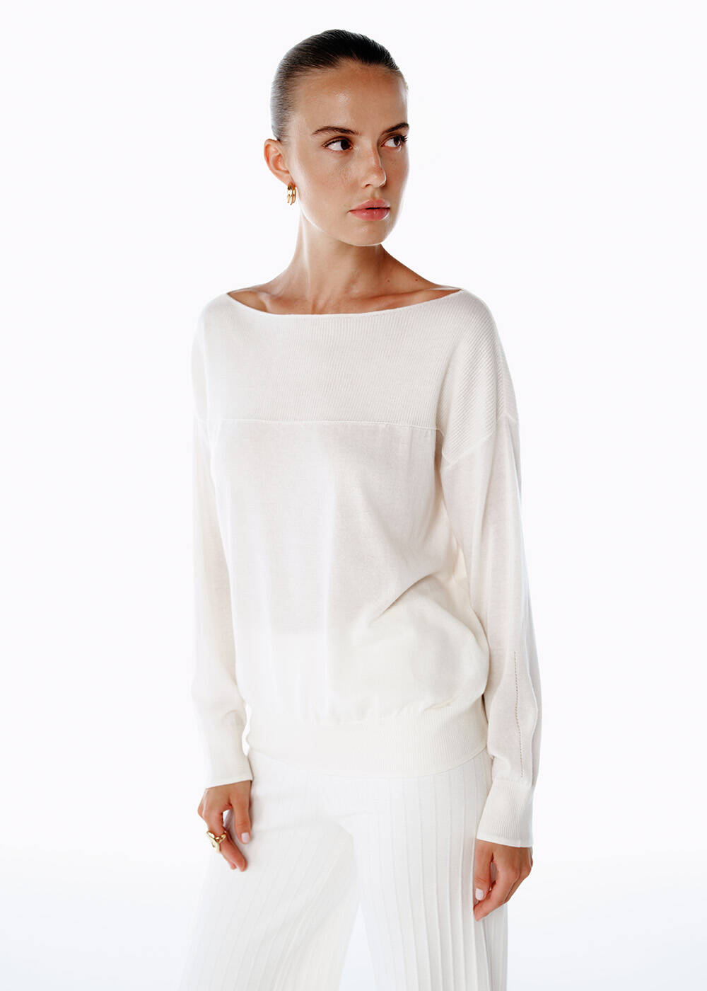 ULTRAFINE ORGANIC CASHMERE SWEATER ECRU - 1