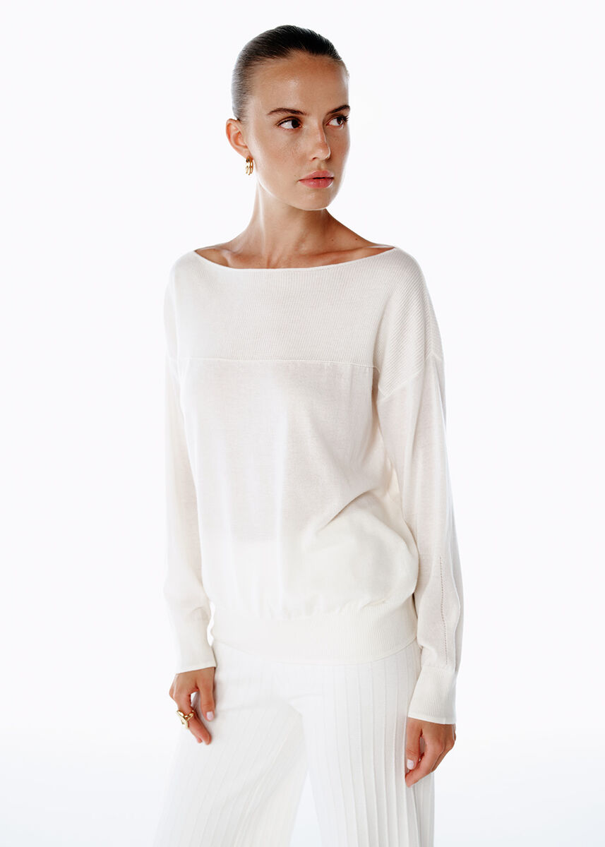 ULTRAFINE ORGANIC CASHMERE SWEATER ECRU - KNITSS