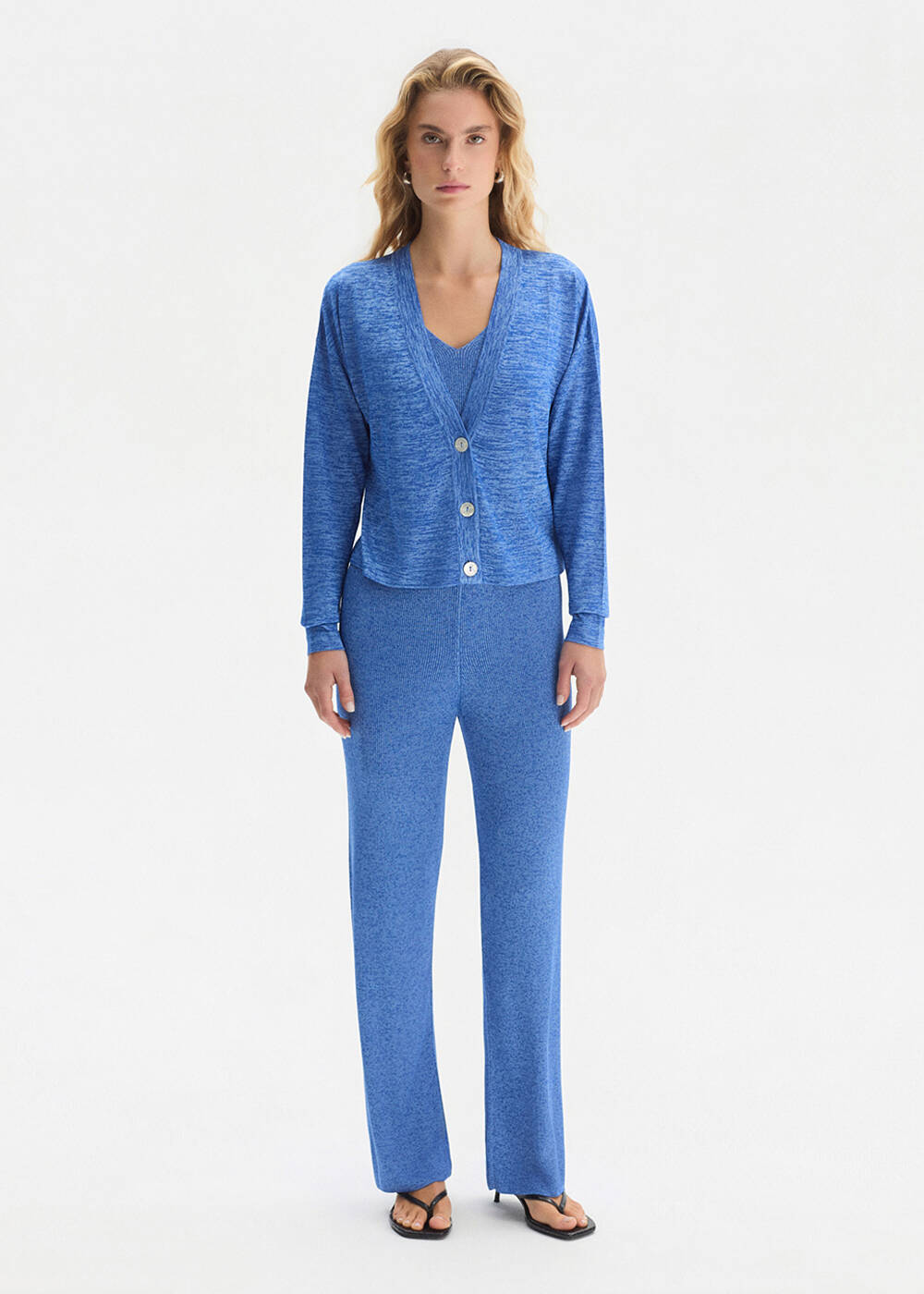 V NECK AZURE KNIT CARDIGAN - 2