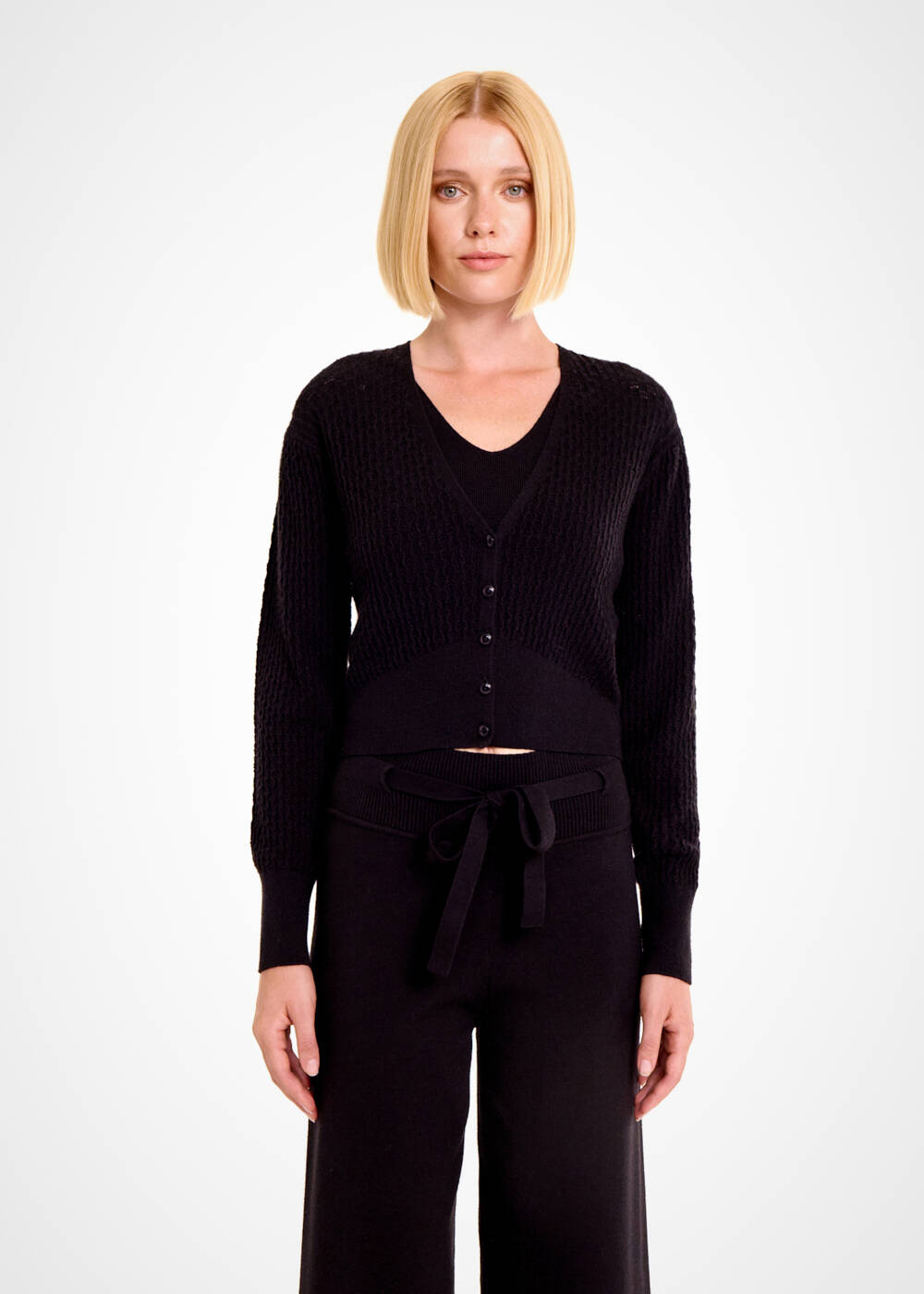 V Nek Black Knit Cardigan Knitss