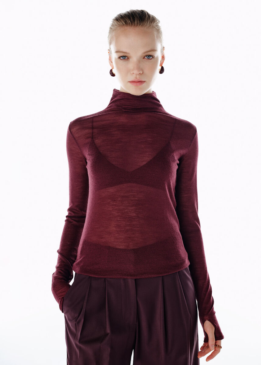 Vişne Ultrafıne Merino Yün Karışımlı Triko - KNITSS