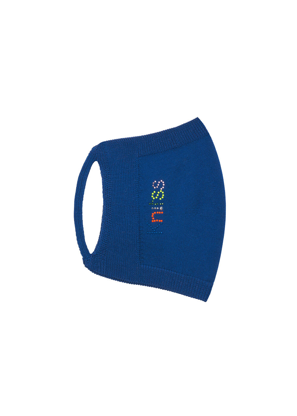 Washable Cotton Blue Knit Face Cover - 1