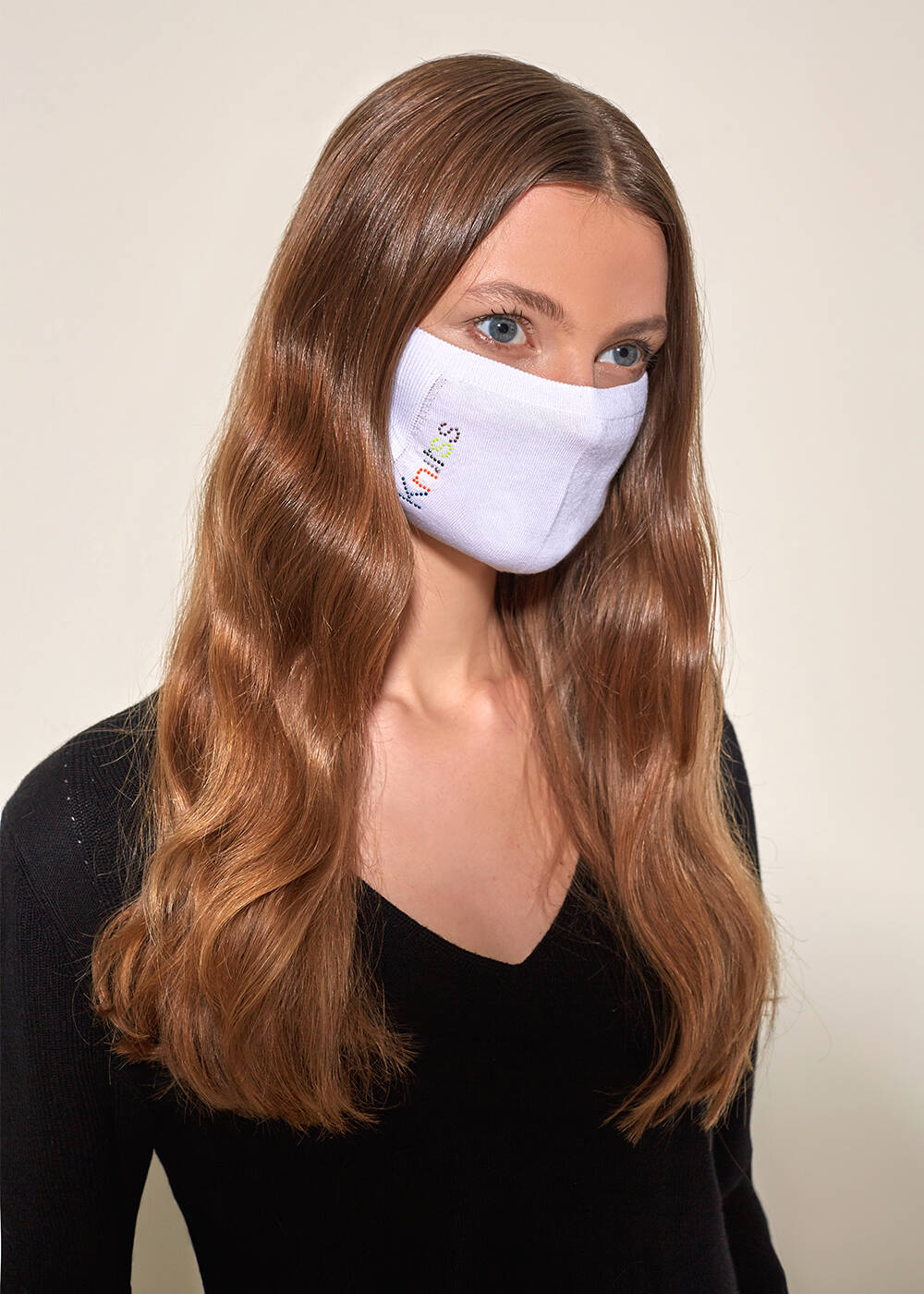 Washable Cotton White Knit Face Cover - 2