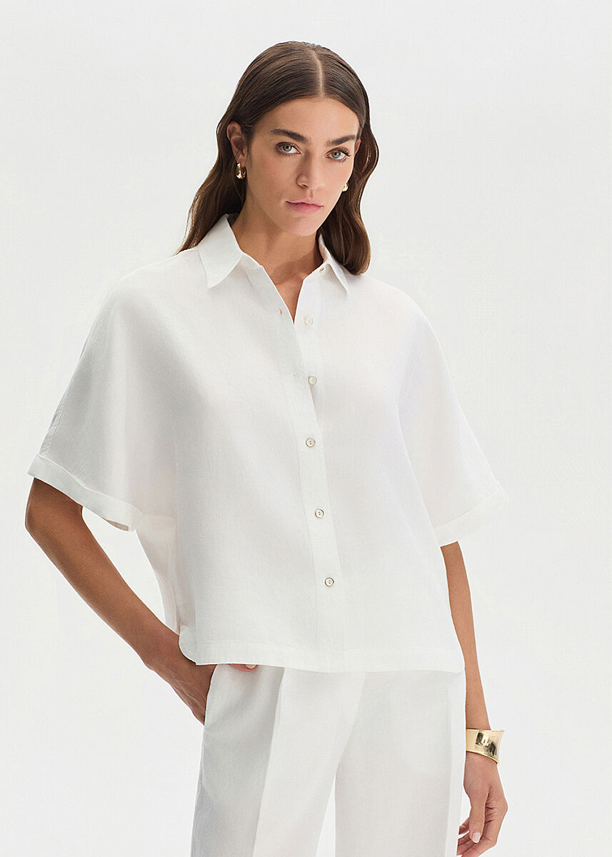 WHITE LINEN OVERSIZE TOP - KNITSS