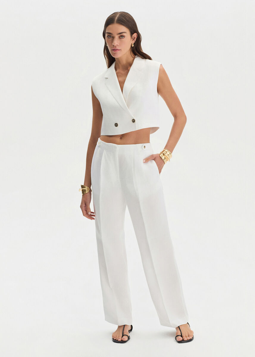 WHITE LINEN PANTS - KNITSS