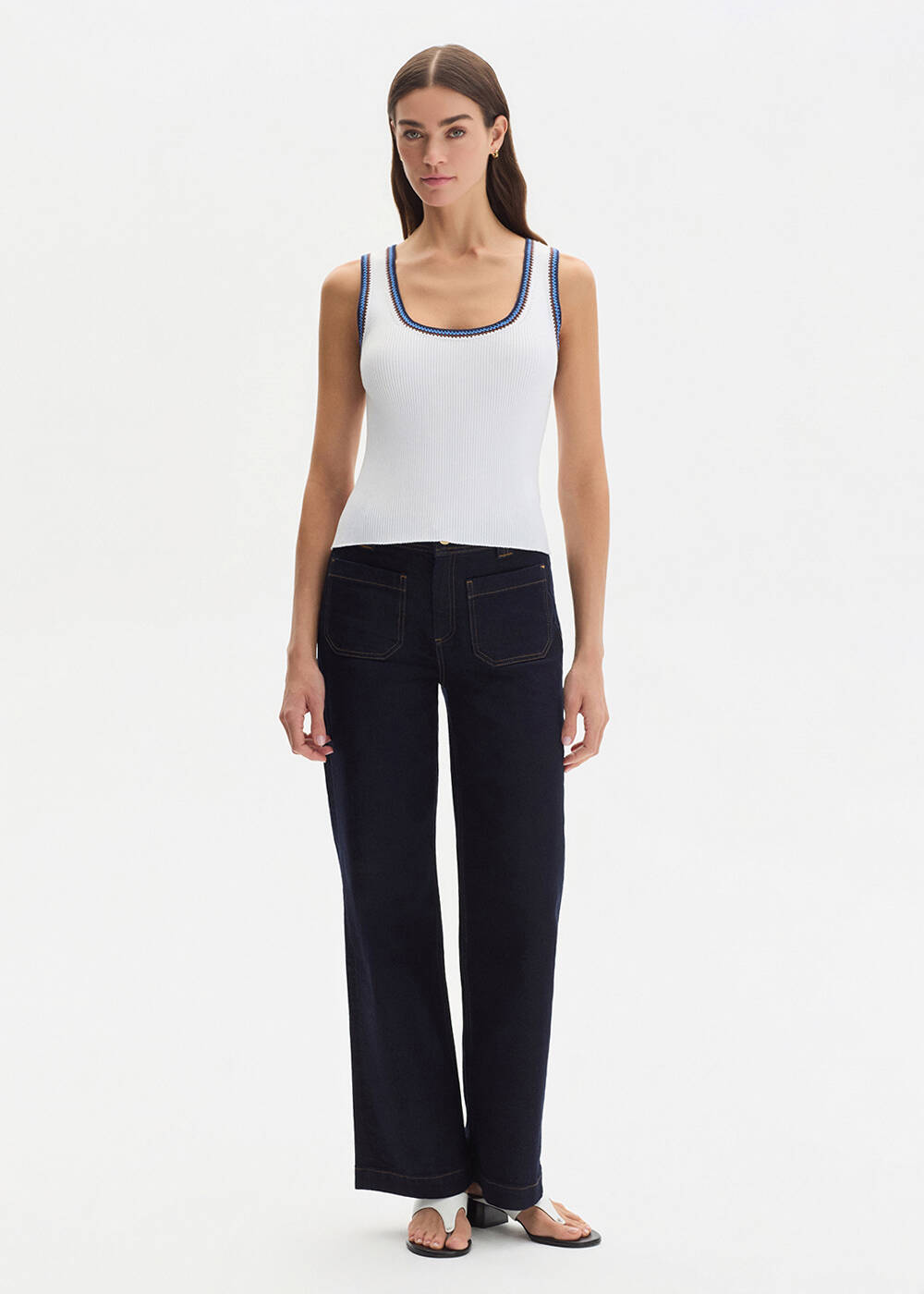 WHITE ORGANIC MERSERISE COTTON KNIT TOP - 2