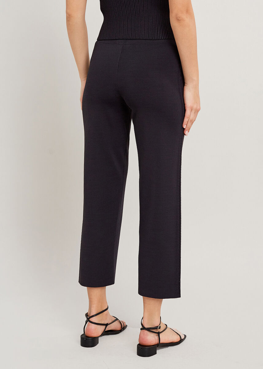 Yanı Örgü Detaylı Siyah Fit Triko Pantolon · 3