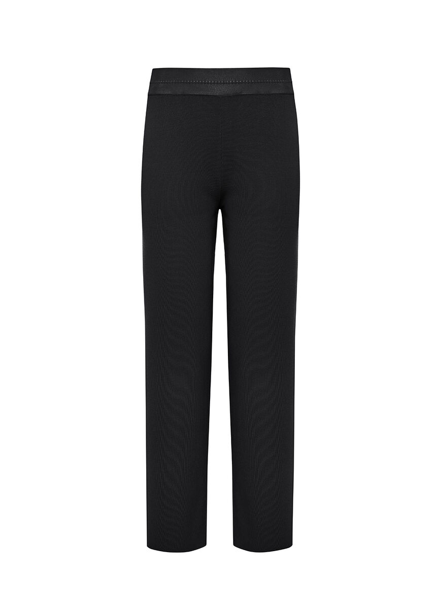 Yanı Örgü Detaylı Siyah Fit Triko Pantolon · 8