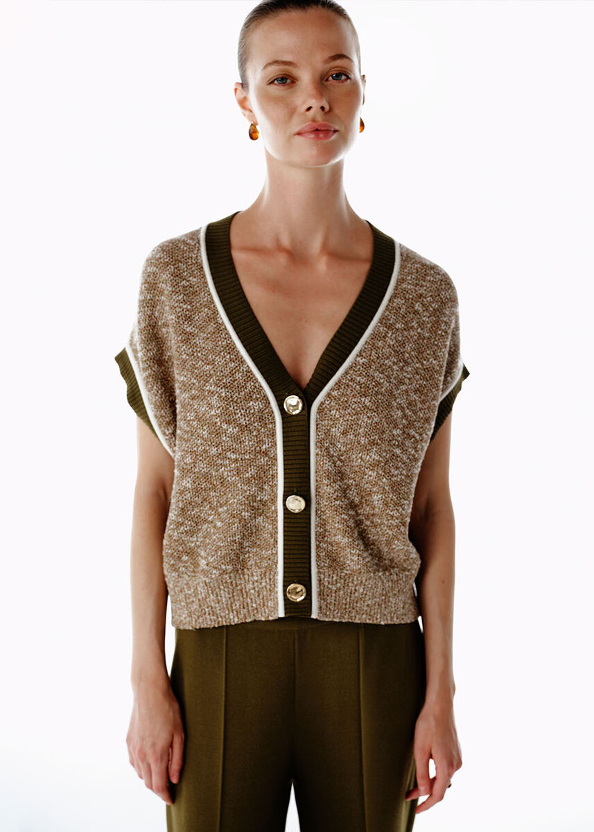 Yeşil Muline Triko Yelek - KNITSS