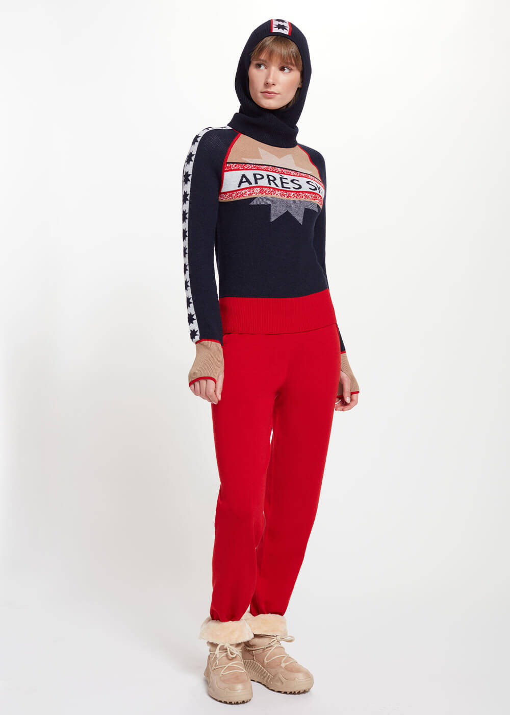 Yıldız Desenli Lacivert Extrafıne Merino Yün Bere - 2