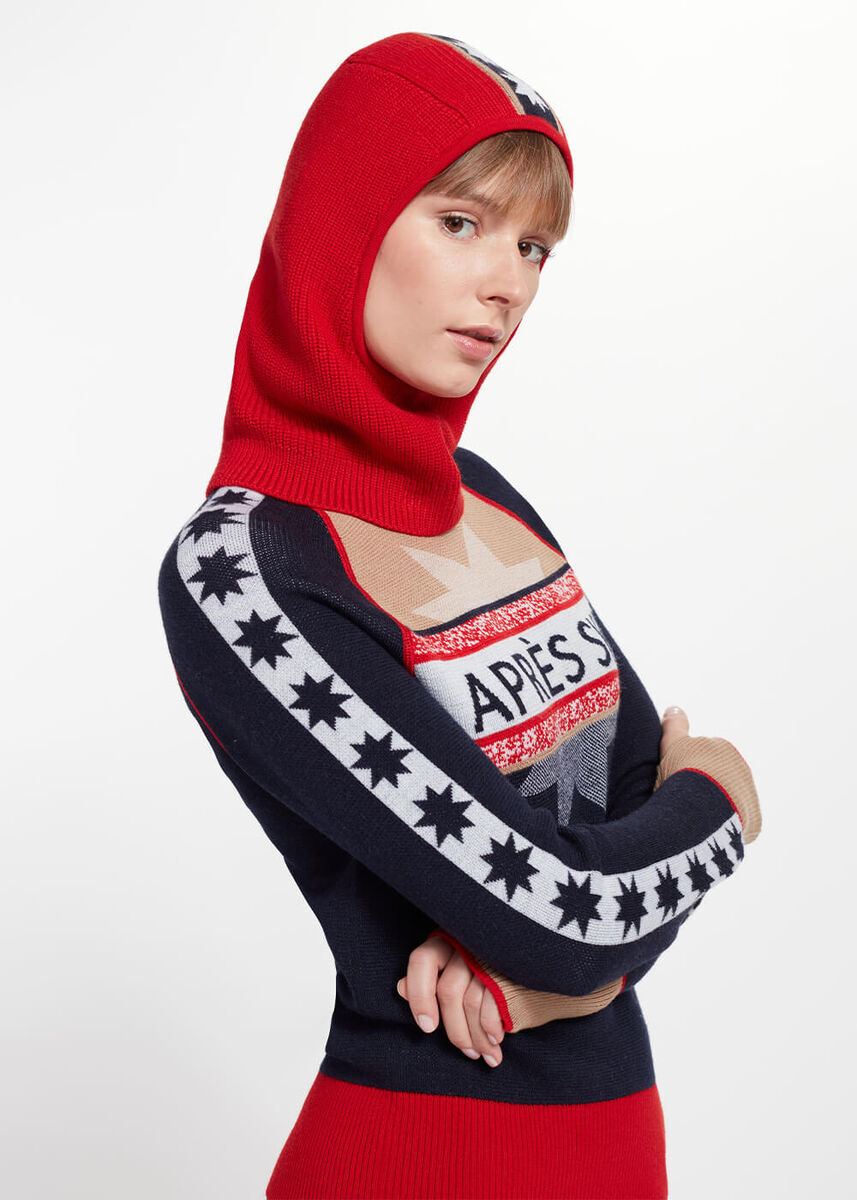 Yıldız Desenli Kırmızı Extrafıne Merino Yün Bere · 3