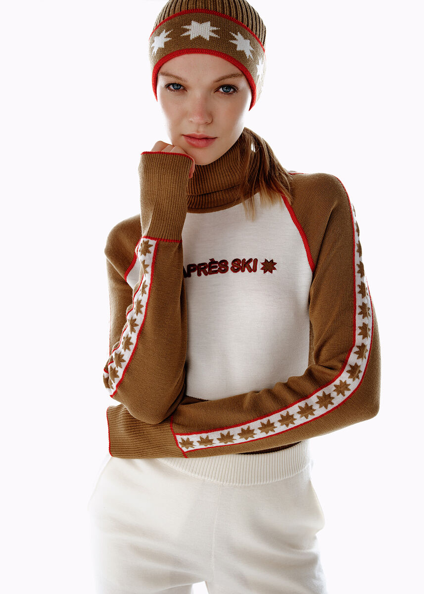 Yıldız Desenli Merino Yün Bere Camel - KNITSS