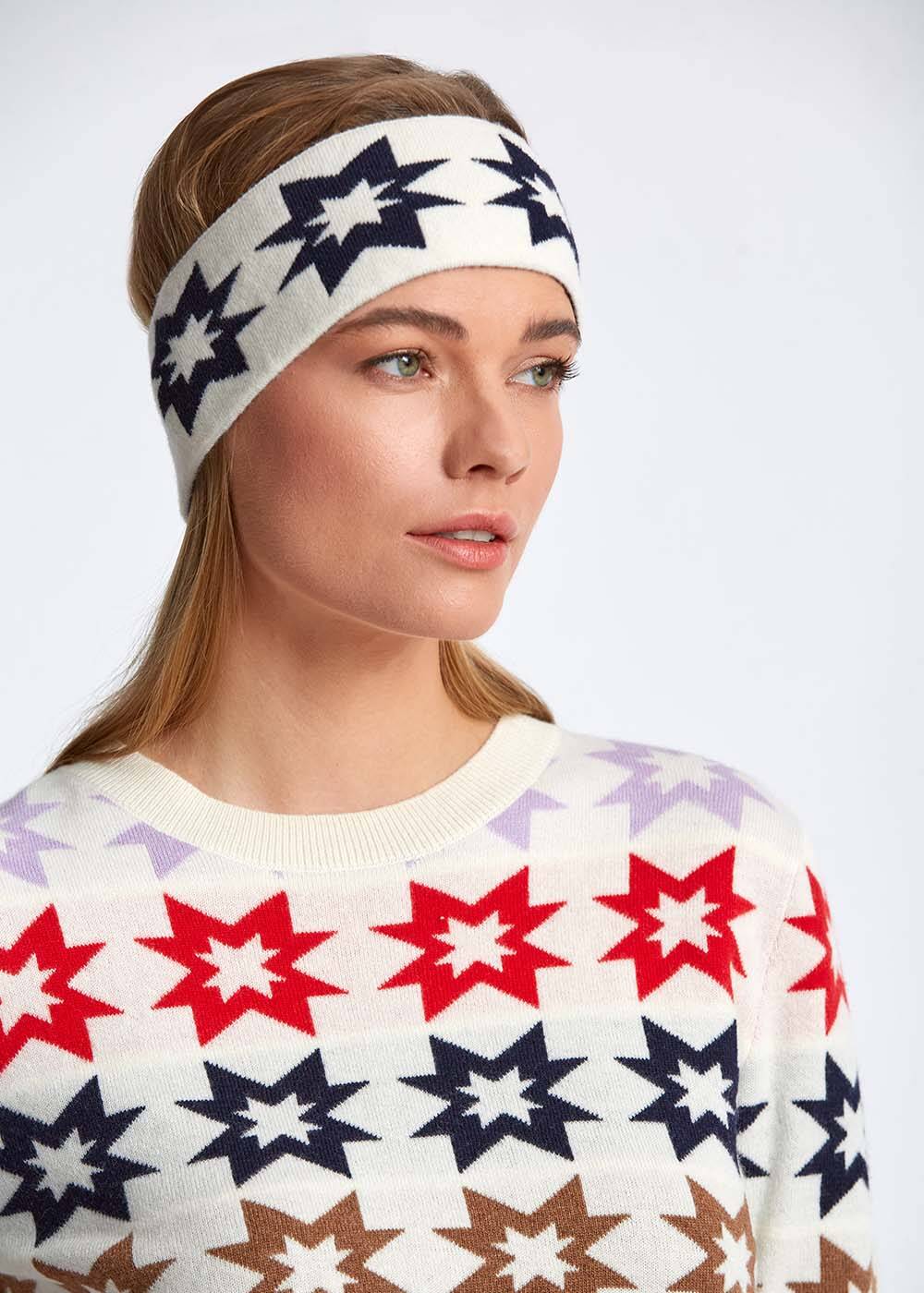 Yıldız Desenli Merino Yün Head Band - 1
