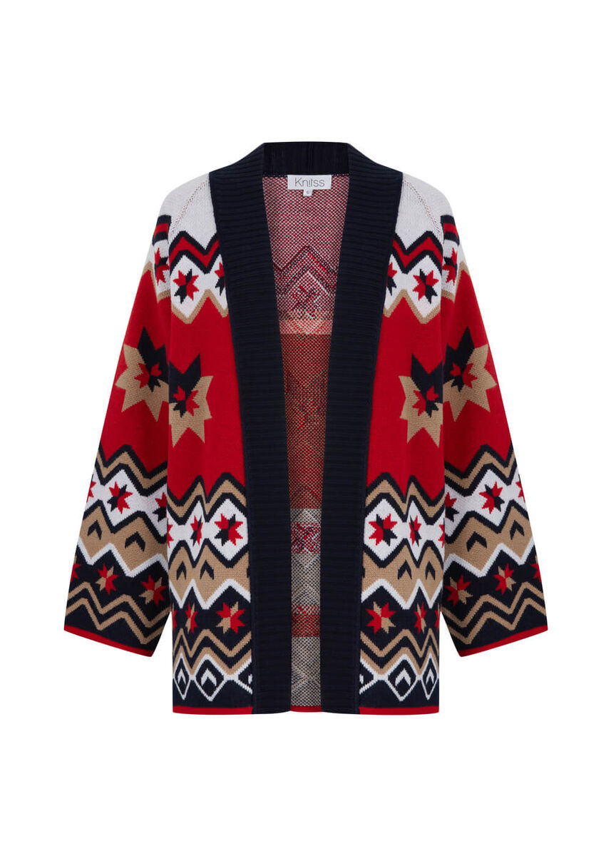 Yıldız Desenli Oversize Extrafine Merino Triko Hırka · 6