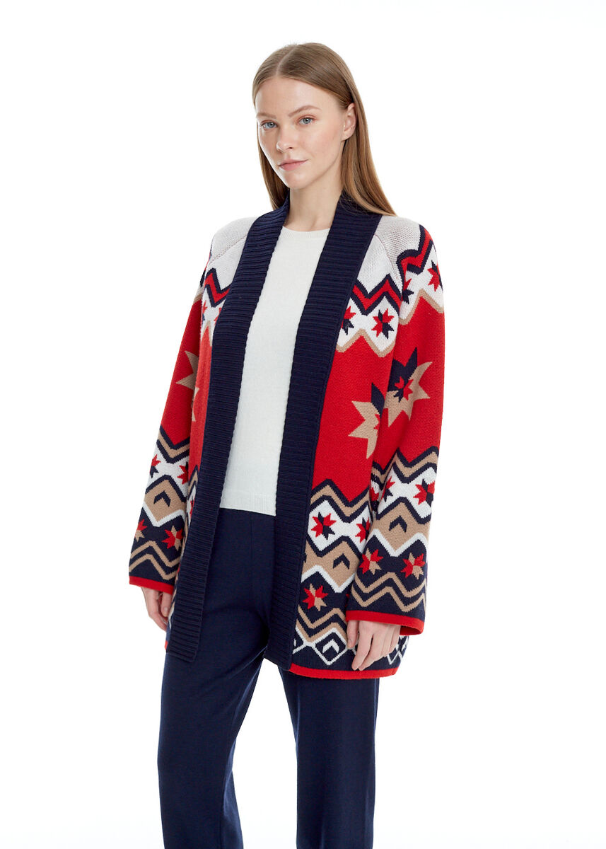 Yıldız Desenli Oversize Extrafine Merino Triko Hırka · 4