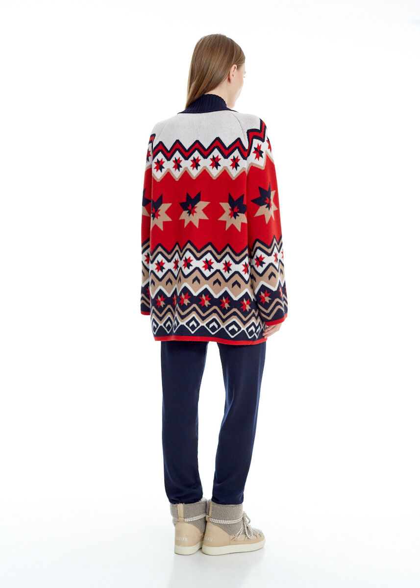 Yıldız Desenli Oversize Extrafine Merino Triko Hırka · 5