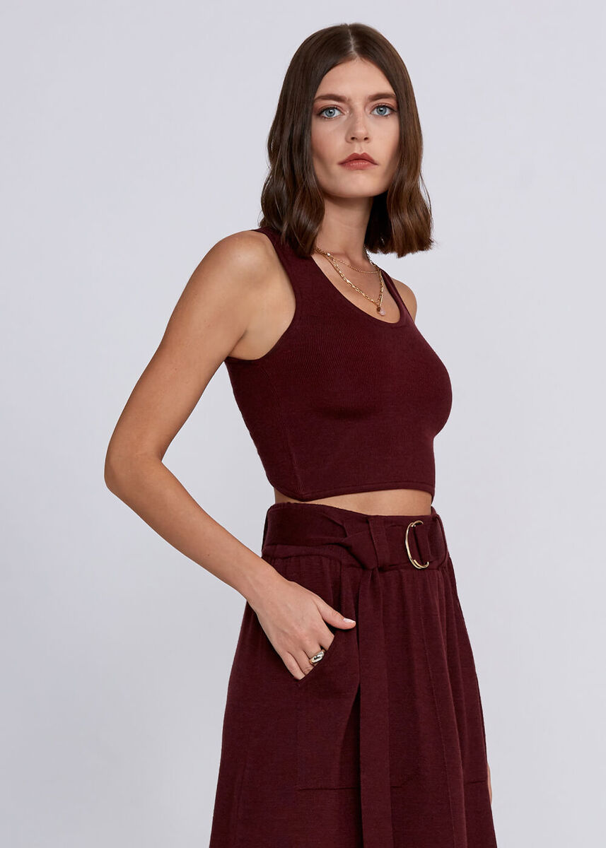 Yün Karışımlı Bordo Triko Crop Üst · 4