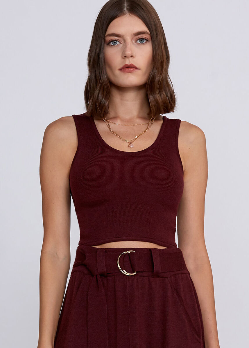 Yün Karışımlı Bordo Triko Crop Üst · 6