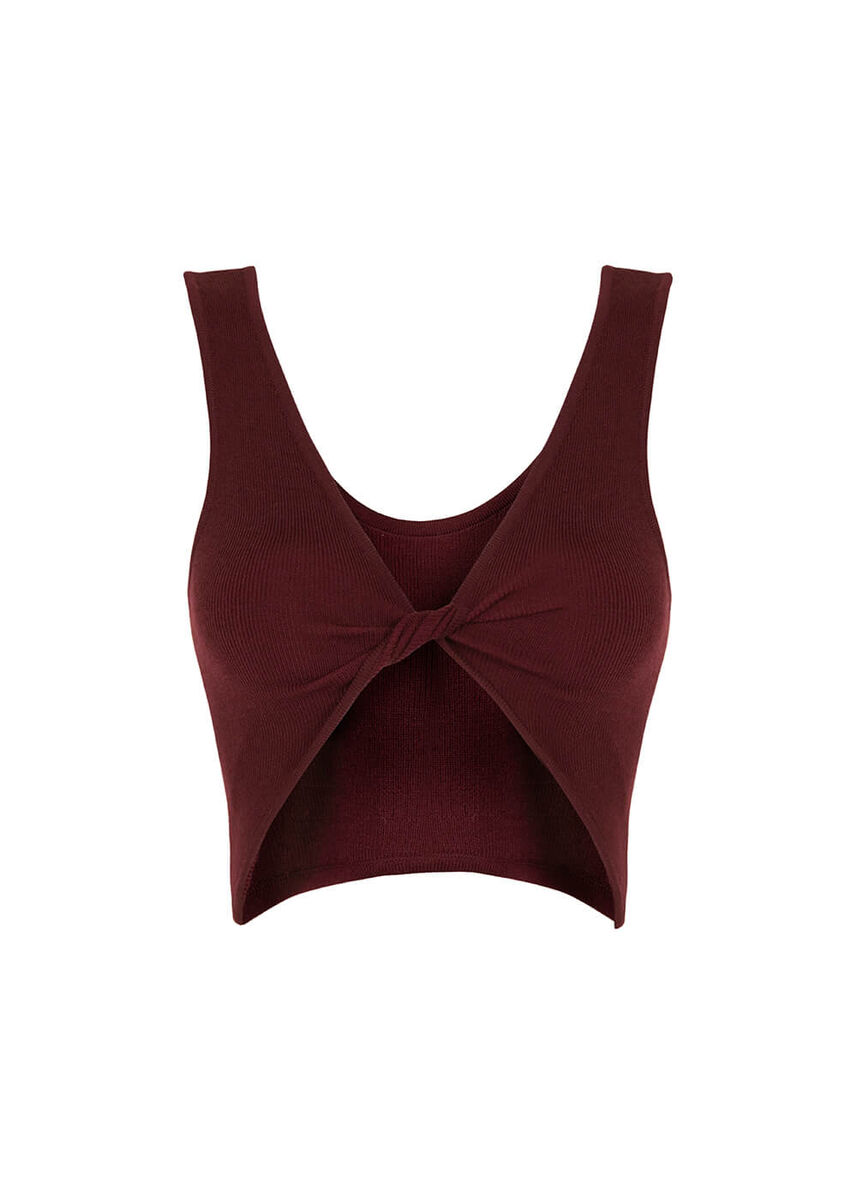 Yün Karışımlı Bordo Triko Crop Üst · 8