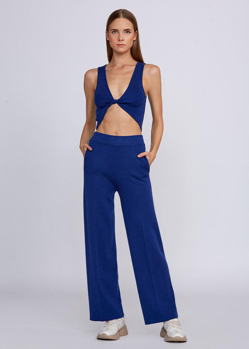 Yün Karışımlı Mavi Triko Crop Üst · 5