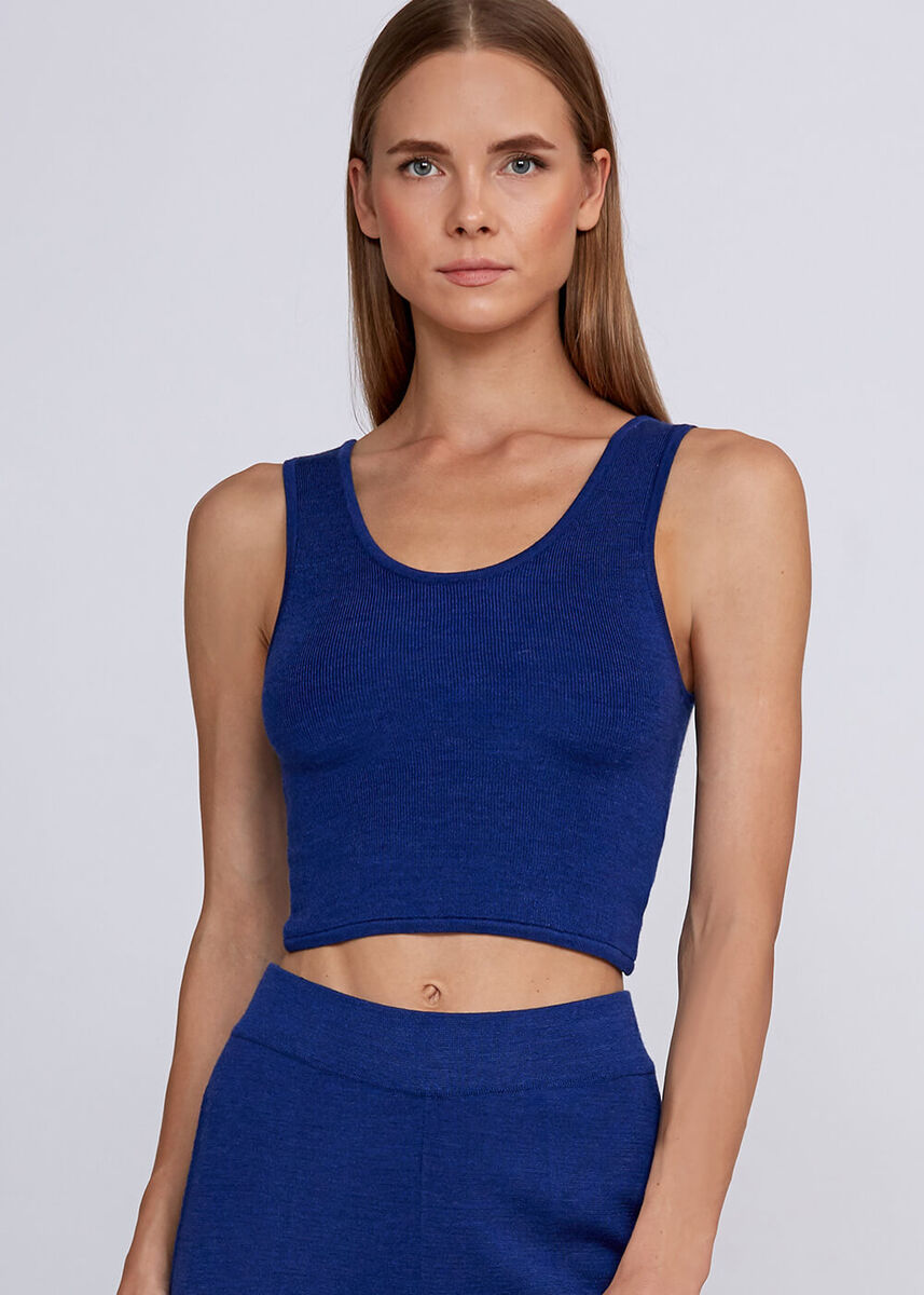 Yün Karışımlı Mavi Triko Crop Üst · 6