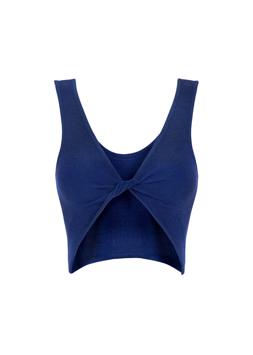 Yün Karışımlı Mavi Triko Crop Üst · 8