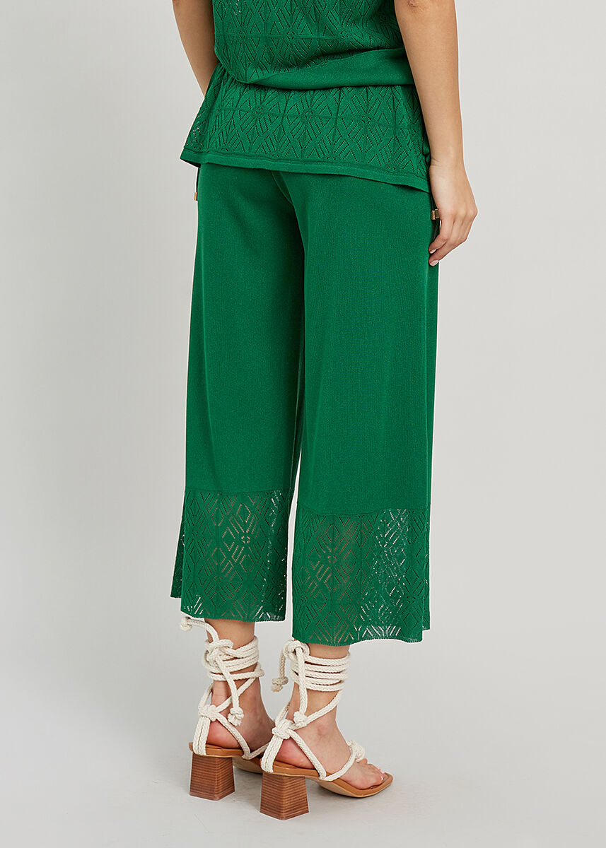Zümrüt Yeşili Yazlık Crop Triko Pantolon · 3