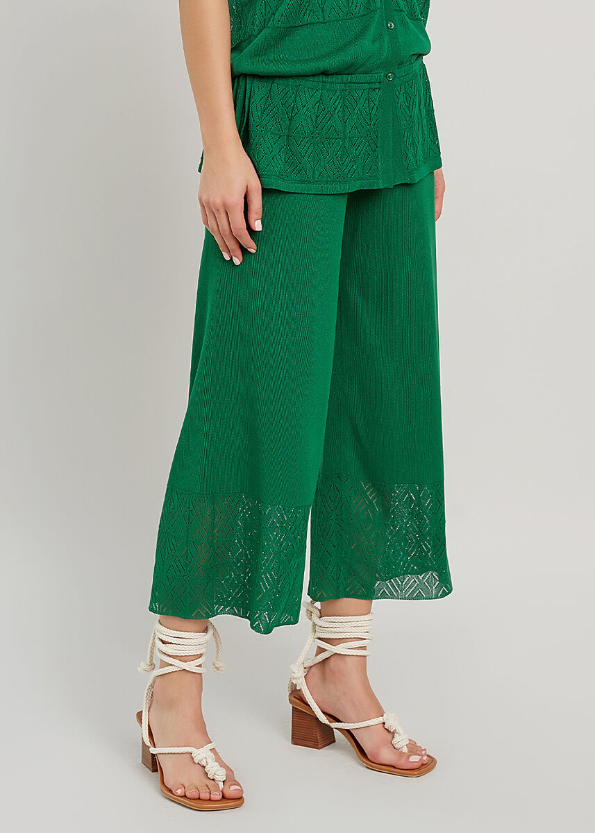 Zümrüt Yeşili Yazlık Crop Triko Pantolon · 4