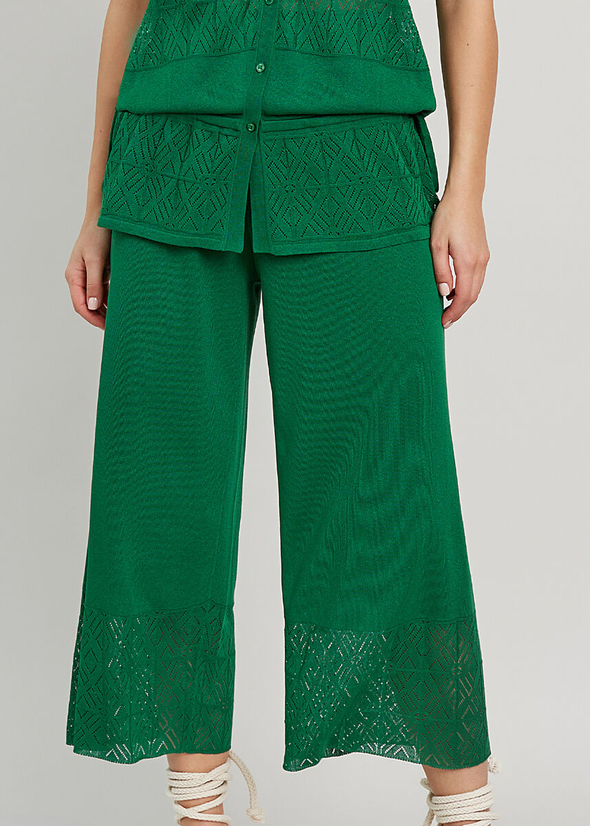 Zümrüt Yeşili Yazlık Crop Triko Pantolon · 7