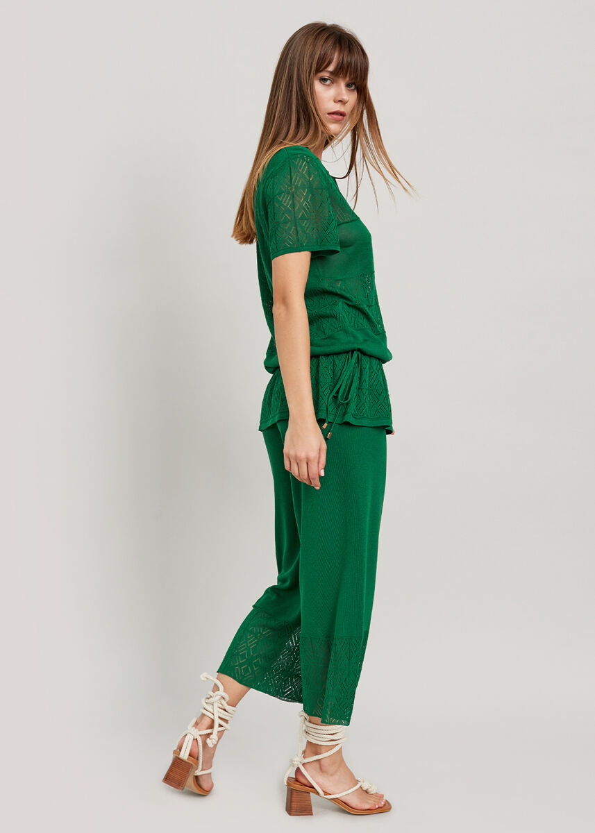 Zümrüt Yeşili Yazlık Crop Triko Pantolon · 6